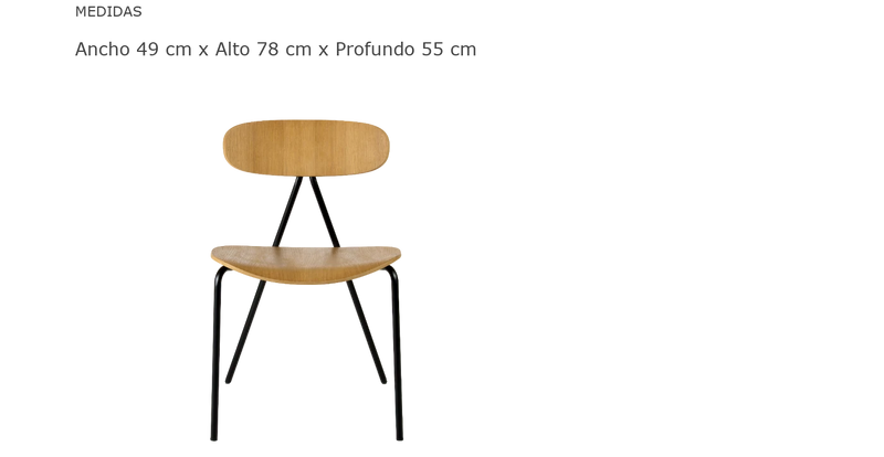Medidas del producto Silla Lagoa
