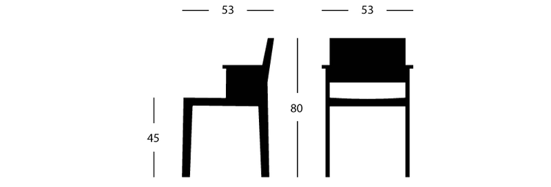 Medidas del producto Silla de comedor con brazos Maasto 016