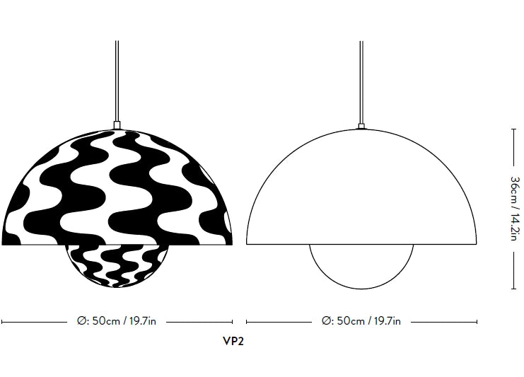Medidas del producto Lampara Colgante Flowerpot VP2