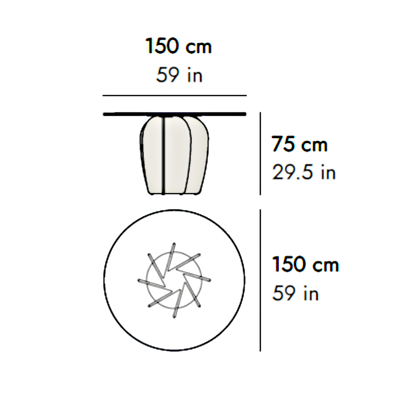 Medidas del producto Mesa Coral circular