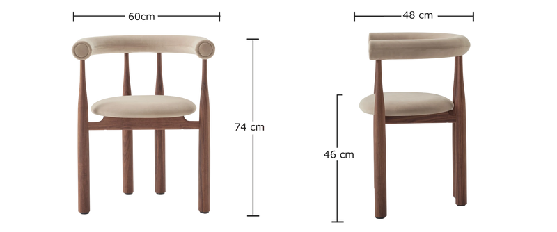 Medidas del producto Silla Bukowski tapizada