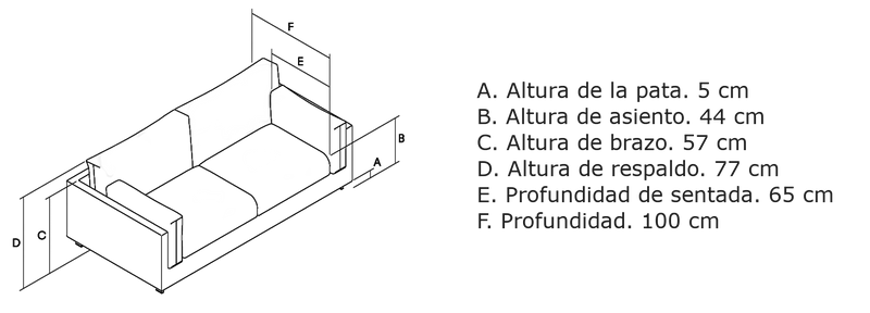 Medidas del producto Sofá Code