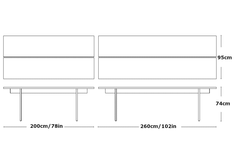 Medidas del producto Mesa de comedor Ita OS1