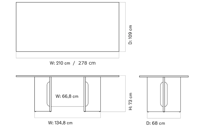 Medidas del producto Mesa de comedor rectangular Androgyne
