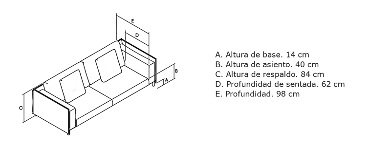 Medidas del producto Sofá Silence