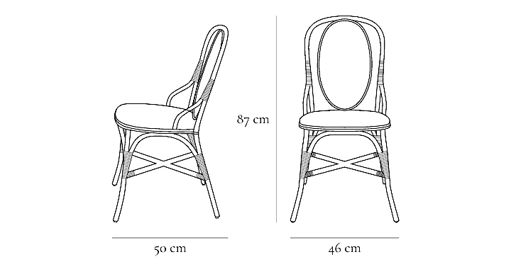 Medidas del producto Silla Blanes