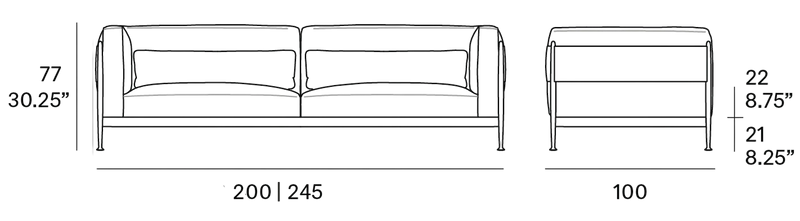 Medidas del producto Sofá de exterior Obi 200 | 245 cm