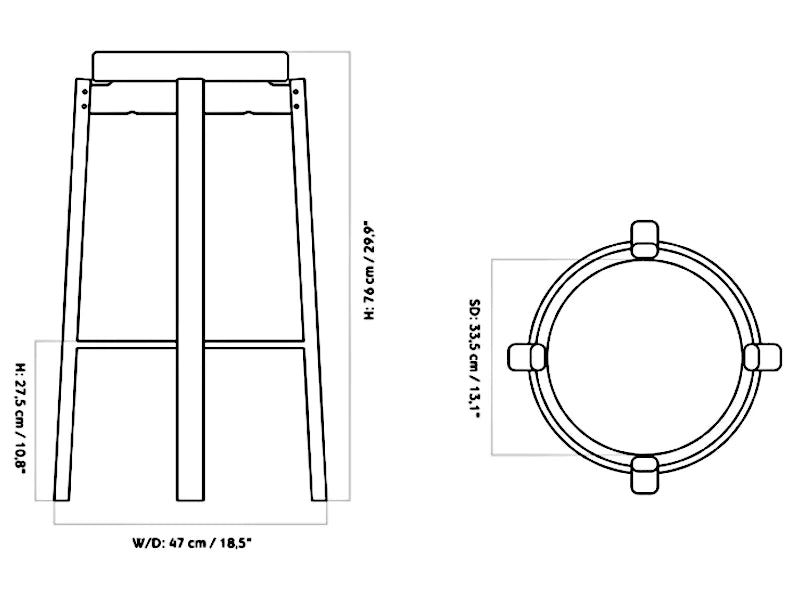 Medidas del producto Taburete Passage Bar Stool Tapizado