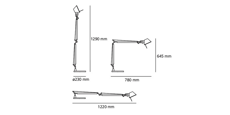Medidas del producto Lámpara sobremesa Tolomeo
