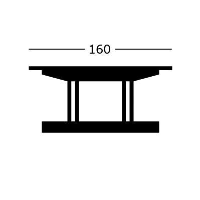 Ancho: 160 x Fondo: 85 cm