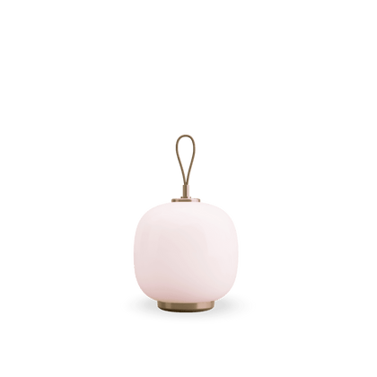 Brass/glossy pale rose glass