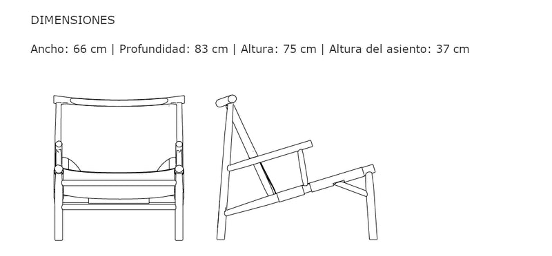 Medidas del producto Sillón Samurai