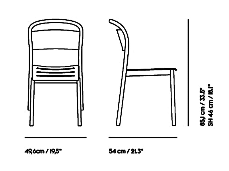 Medidas del producto Silla Linear Steel