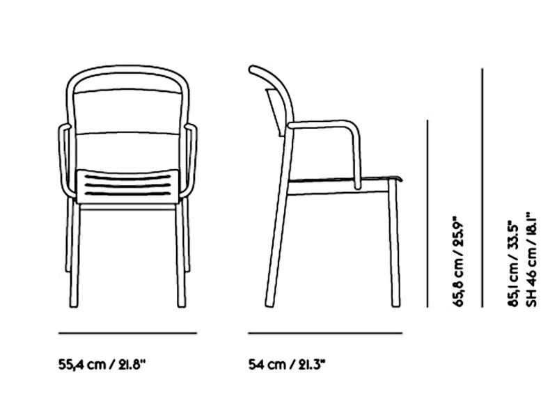 Medidas del producto Silla con brazos Linear Steel Armchair