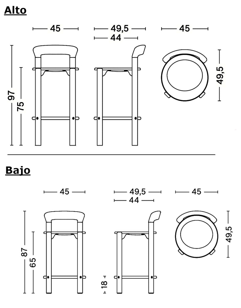 Medidas del producto Taburete Rey Bar Stool Tapizado
