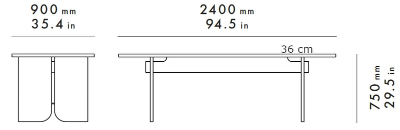 Medidas del producto Mesa de Comedor Kimono