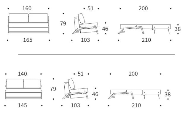 Medidas del producto Sofá cama Cubed Chrome