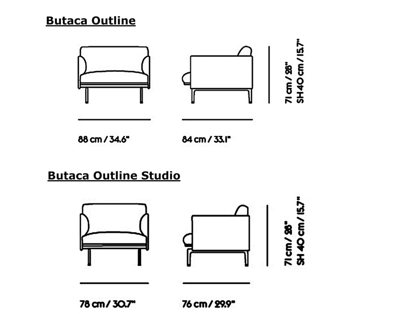 Medidas del producto Butaca Outline / Butaca Outline Studio