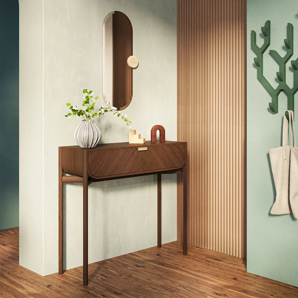 Consola de madera natural elegante y funcional