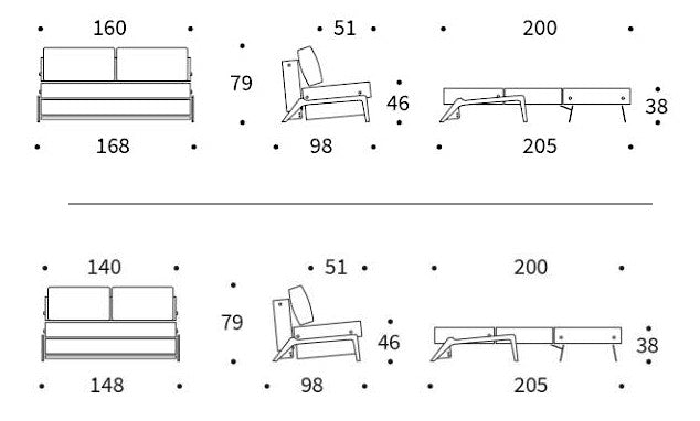 Medidas del producto Sofá cama Cubed Oak