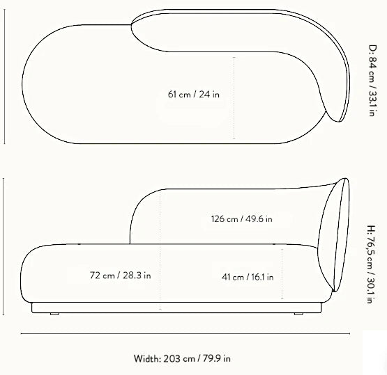 Medidas del producto Chaise Longue Rico Derecha