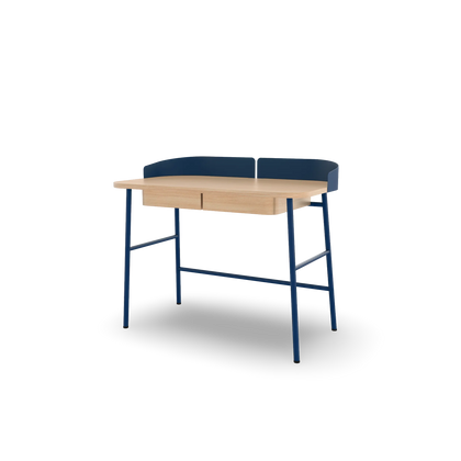 Metal azul mate | Roble natural