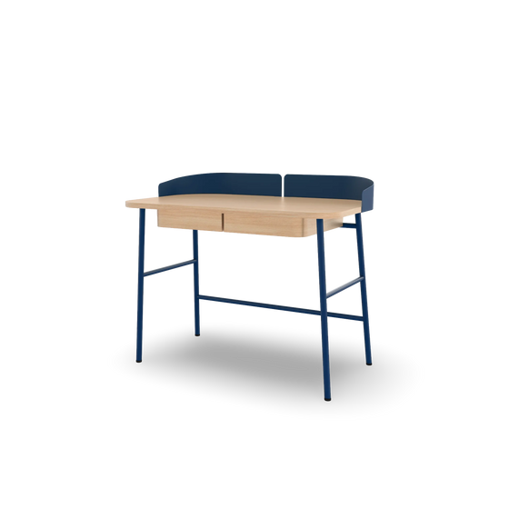 Metal azul mate | Roble natural