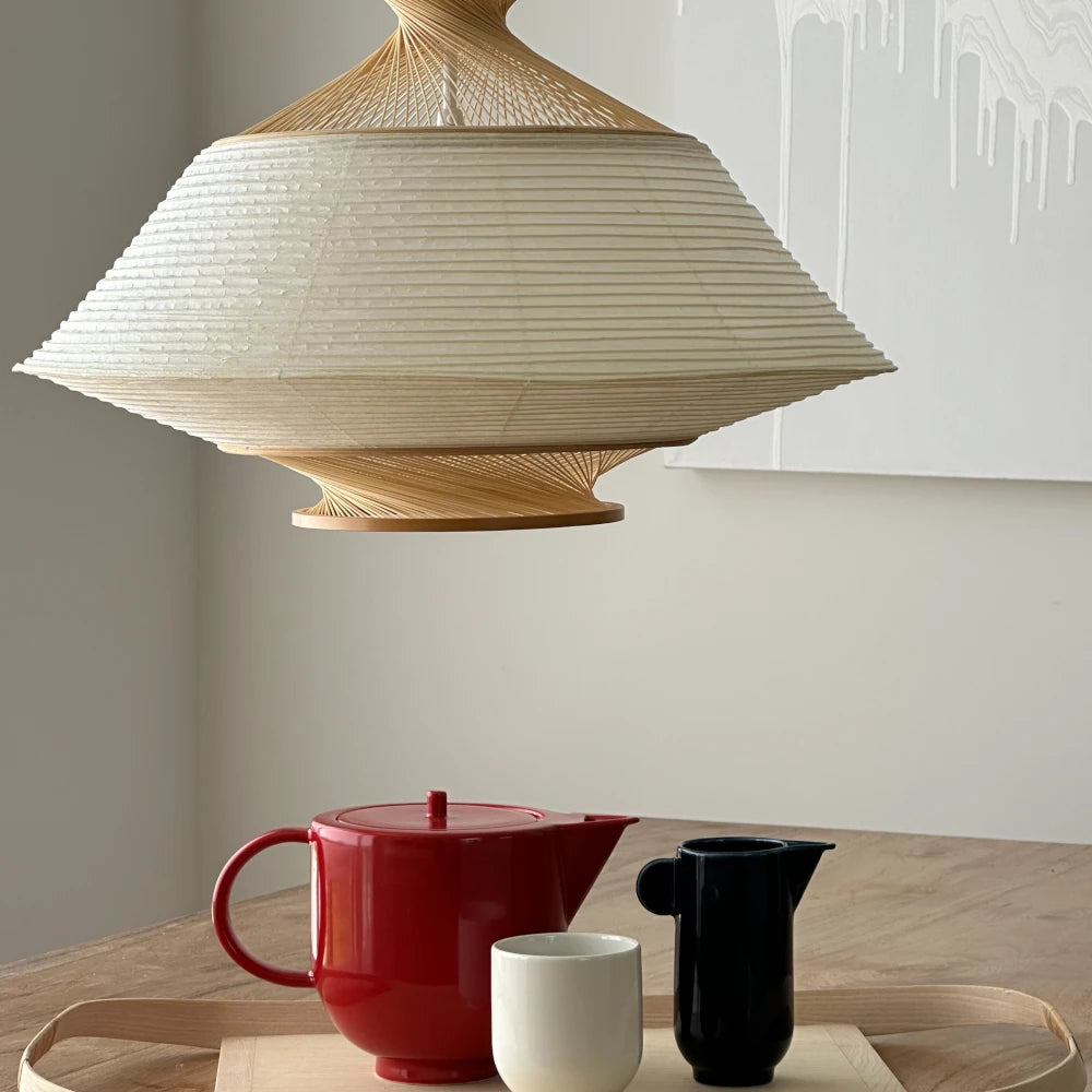 Lámpara colgante artesanal de madera de diseño japonés