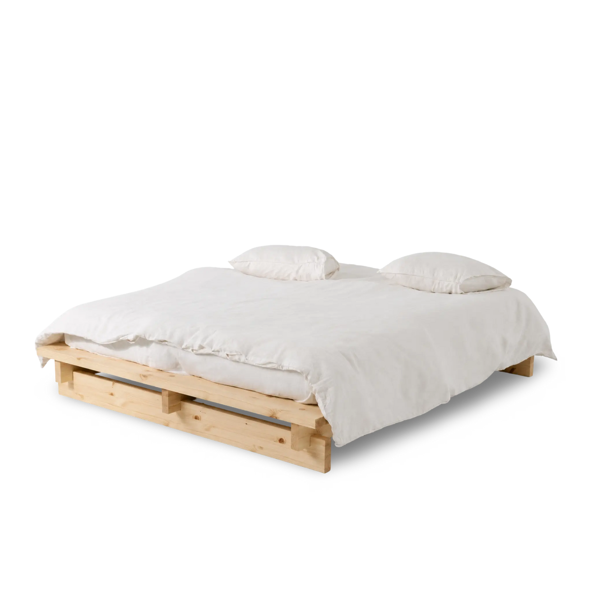 Cama de diseño japonés con plataforma de madera maciza