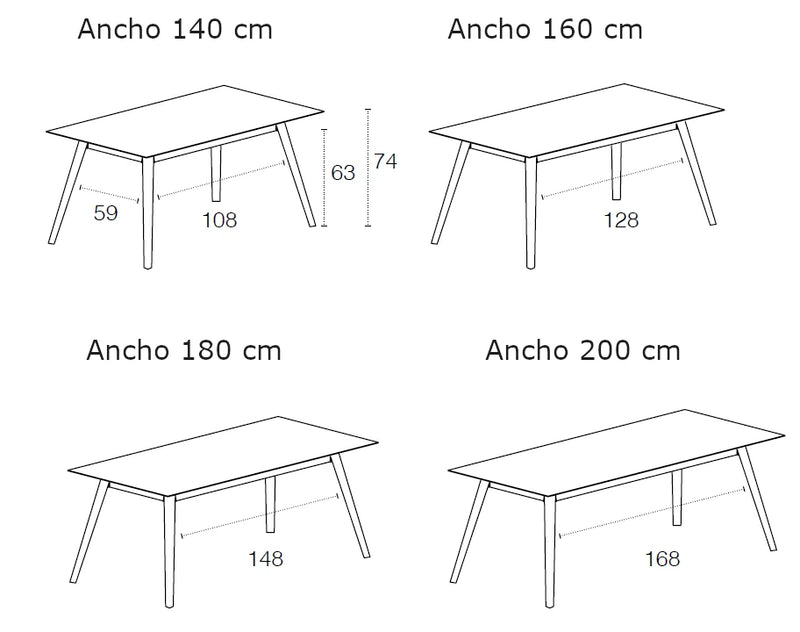 Medidas del producto Mesa Aise extensible