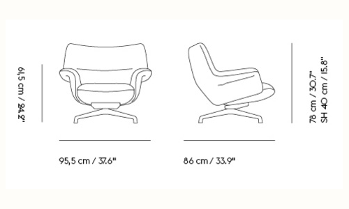 Medidas del producto Sillón Doze Lounge Chair Respaldo Bajo