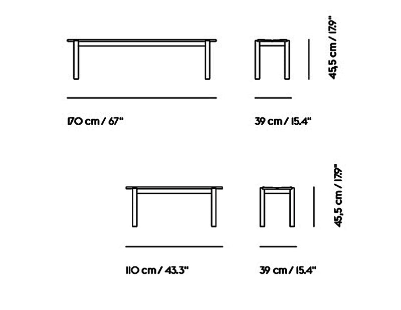 Medidas del producto Banco Linear Steel