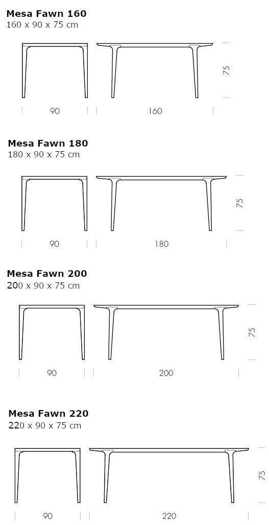 Medidas del producto Mesa de comedor Fawn