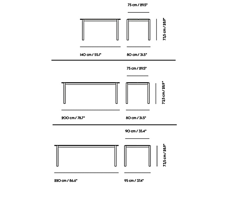 Medidas del producto Mesa Linear Steel
