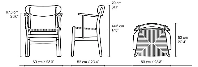 Medidas del producto Silla con Brazos CH26