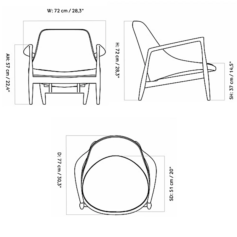 Medidas del producto Sillón Elizabeth