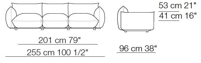 Medidas del producto Sofá Marenco 3 asientos Outdoor