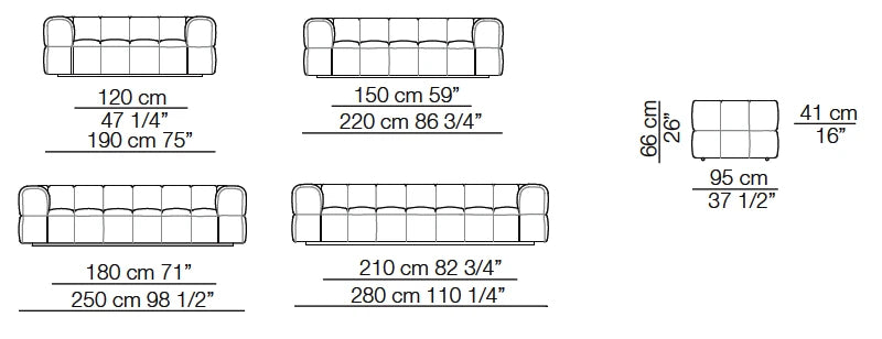 Medidas del producto Sofá Strips