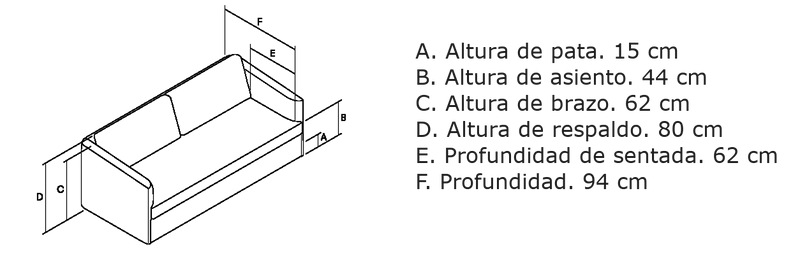 Medidas del producto Sofá Venice | Faldón