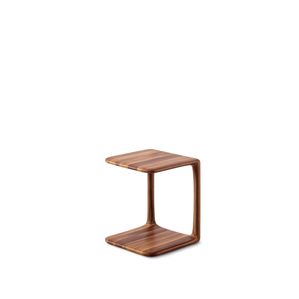 Mesa lateral de madera maciza para sofá con diseño contemporáneo y acabado en madera natural.