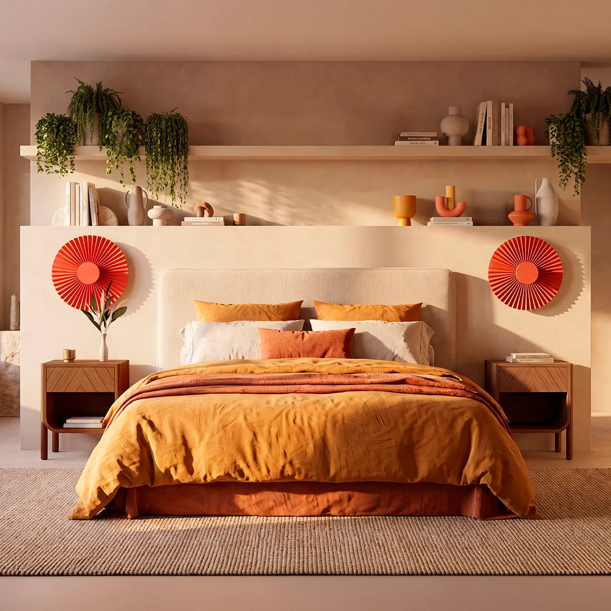 Mesita de noche de madera natural para dormitorio