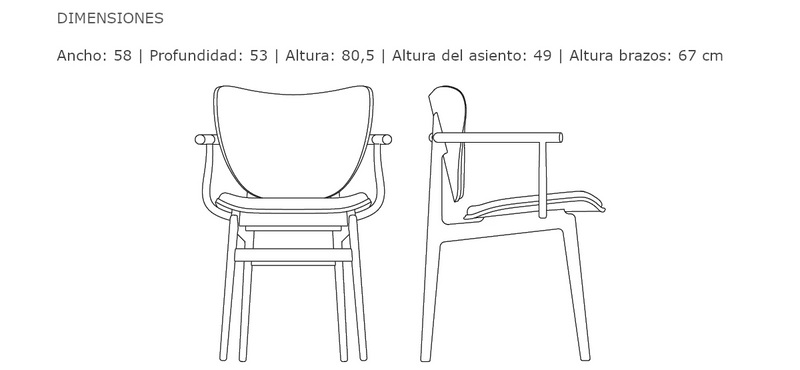 Medidas del producto Silla con brazos Elephant | tapizada