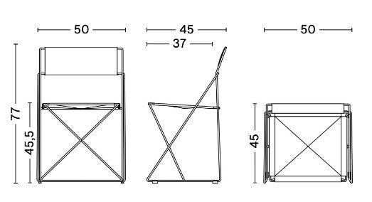Medidas del producto Silla X- Line