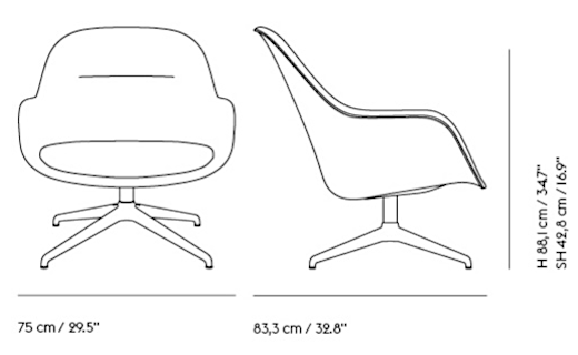 Medidas del producto Sillón Fiber Lounge Giratorio