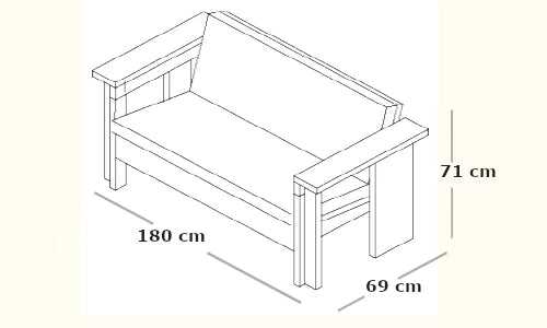 Medidas del producto Sofá Symmetry Couch | Ash Wood / Oat Fabric