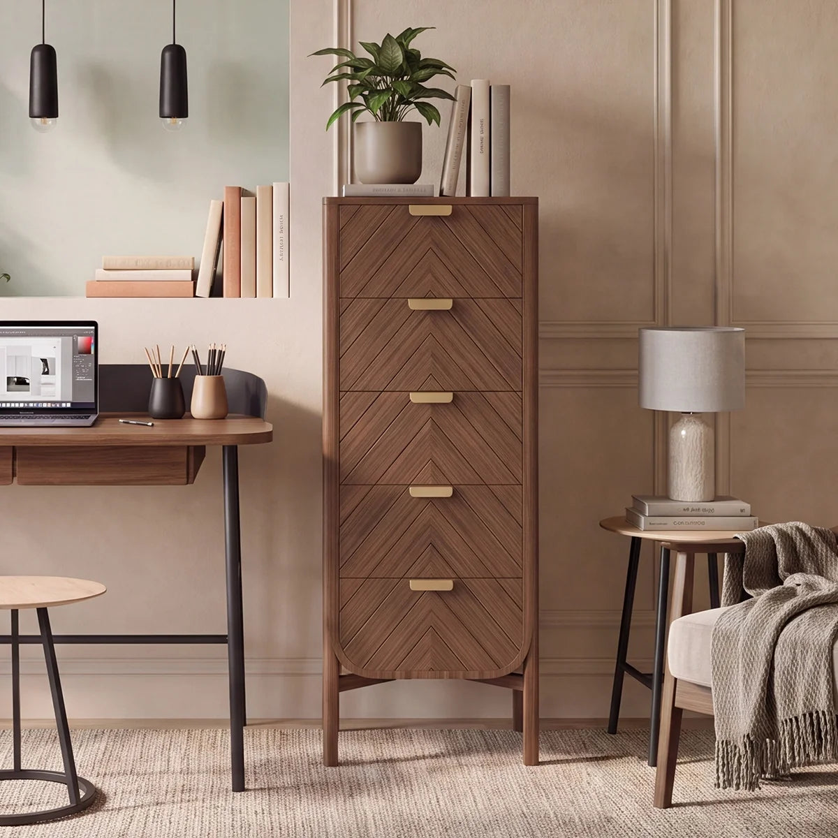 Sinfonier de diseño nórdico en madera con cajones