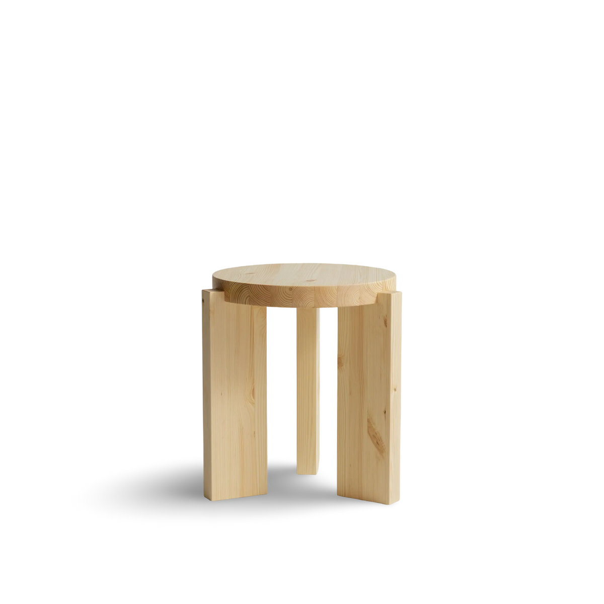 Taburete redondo de madera natural de estilo nórdico y escandinavo.