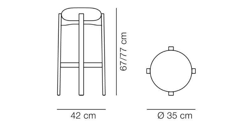 Medidas del producto Taburete Pionner / 67 - 77 cm