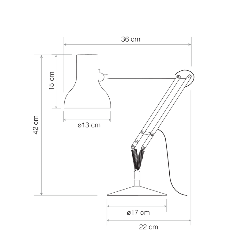 Medidas del producto Lámpara de escritorio Type 75™ Mini